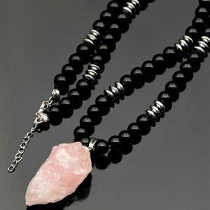 ♥Rose quartz and lava bead necklace ♥